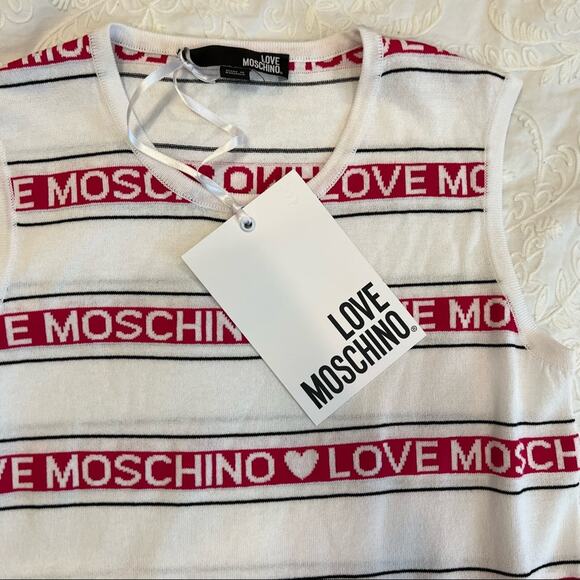 Love Moschino NWT Abito Logo Stripe Sleeveless Dress size 6 - Picture 6 of 15